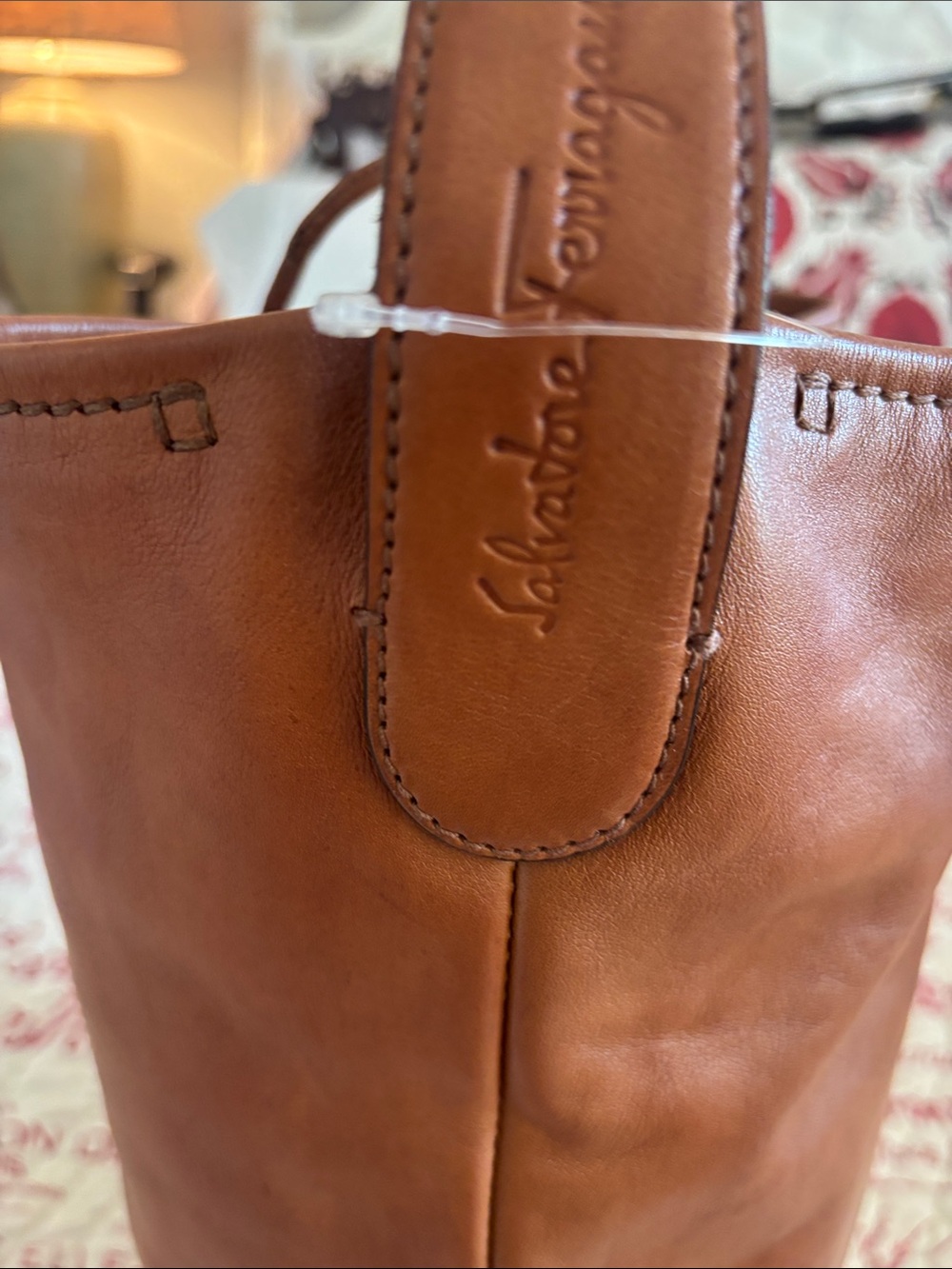 Authentic Vintage Salvatore Ferragamo Cognac Brown Leather Hobo/Bucket Bag - Picture 6 of 16